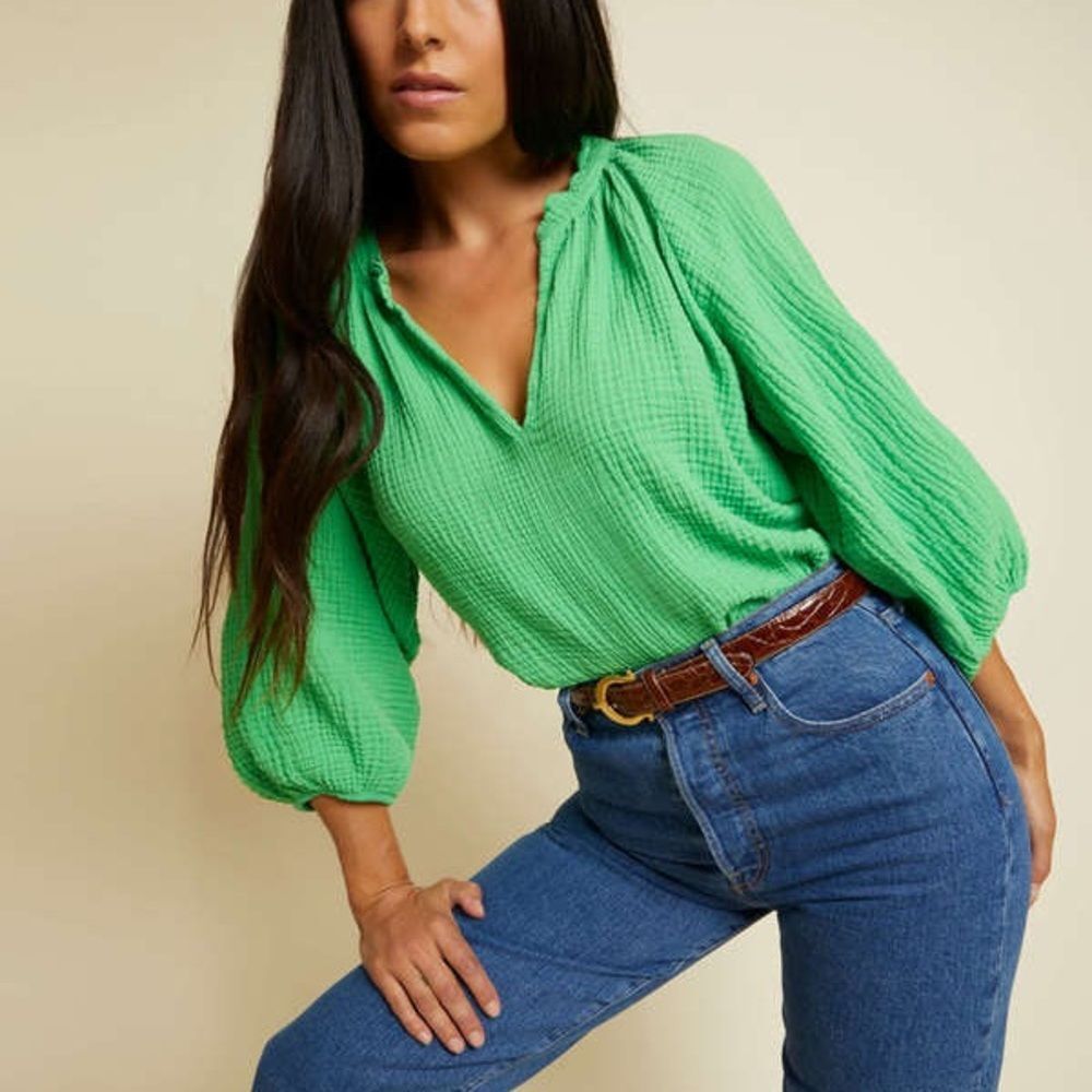 Nation Ltd Mimi Blouse In Kelly Green Size S
